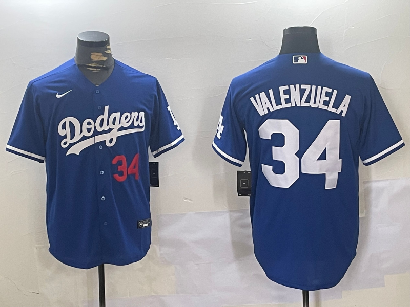 Men's Los Angeles Dodgers Fernando Valenzuela #34 Blue Jersey